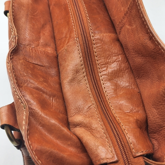 Colorado Toffee Brown Leather Braided Large Multi Compartment Shoulder Bag Tote - Picture 15 of 16